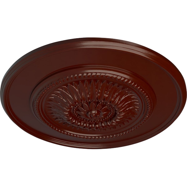 Floral Ceiling Medallion, Hand-Painted Brushed Mahogany, 23 1/2OD X 2 3/4P